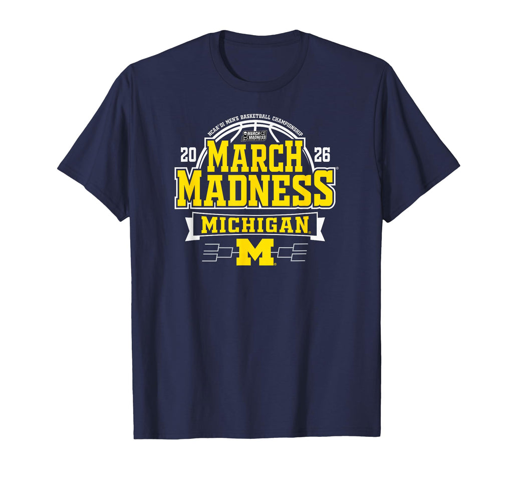 Michigan Wolverines March Madness 2026 Men's Basketball Navy T-Shirt