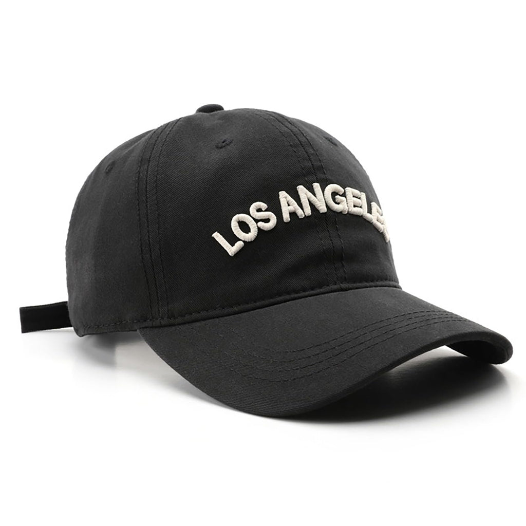 Los Angeles Hat 3D Embroidery Baseball Cap Unisex Sun Hat for Men and Women (Black)