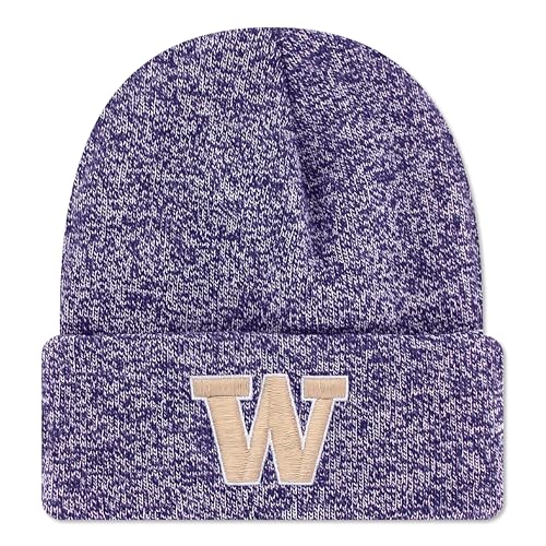 Legacy NCAA Officially Licensed Knit Beanie, Washington Huskies Team Color | Unisex Ribbed Cuff Beanie, Purple Marled, One Size Fits Most