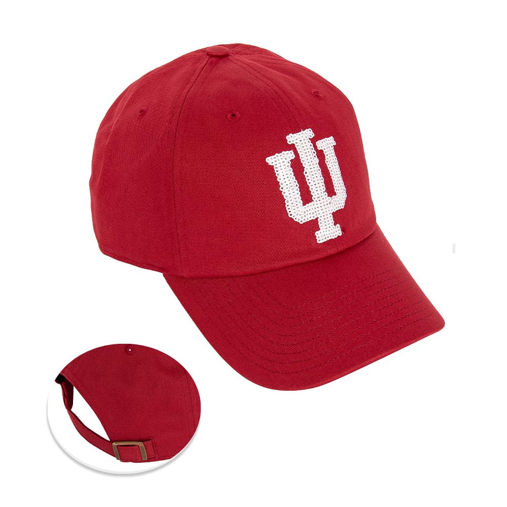 Desert Cactus Indiana University Baseball Hat Hoosiers Bloomington Brimmed Embroidered Hats Cap Adjustable Cloth Strap Adult (Style L1) Red