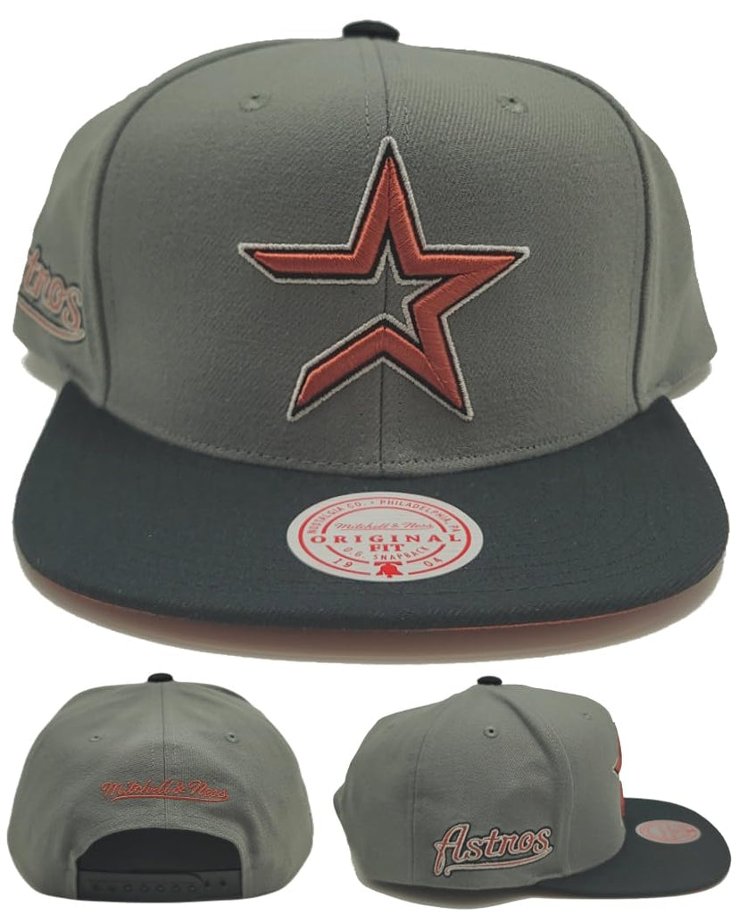 Mitchell & Ness Houston Astros Cooperstown Storm Front Snapback Hat Cap - Gray
