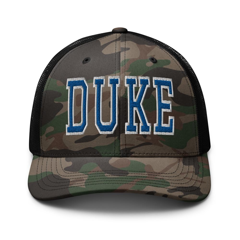 RIVEMUG NG Camo Duke Embroidered Curved Bill Low Crown Camouflage Trucker Hat Adjustable Cap