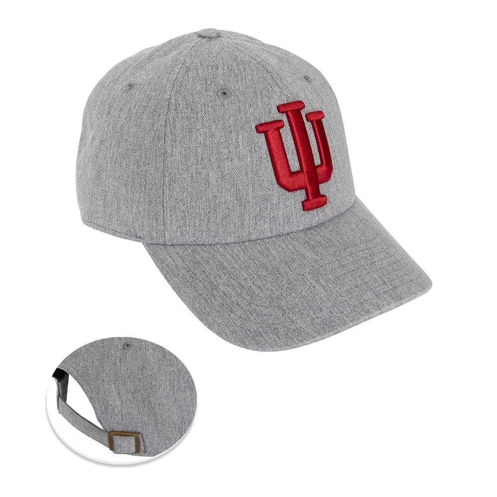 Desert Cactus Indiana University Baseball Hat Hoosiers Bloomington Brimmed Embroidered Hats Cap Adjustable Cloth Strap Adult (Style C1) Gray