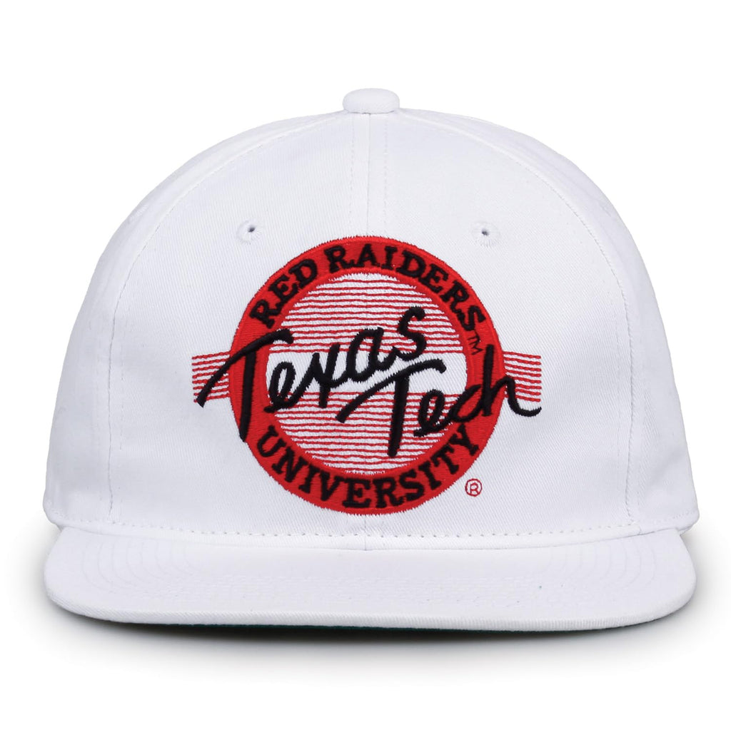 The Game NCAA Texas Tech Red Raiders Retro Circle Design Hat, Adjustable One Size, White
