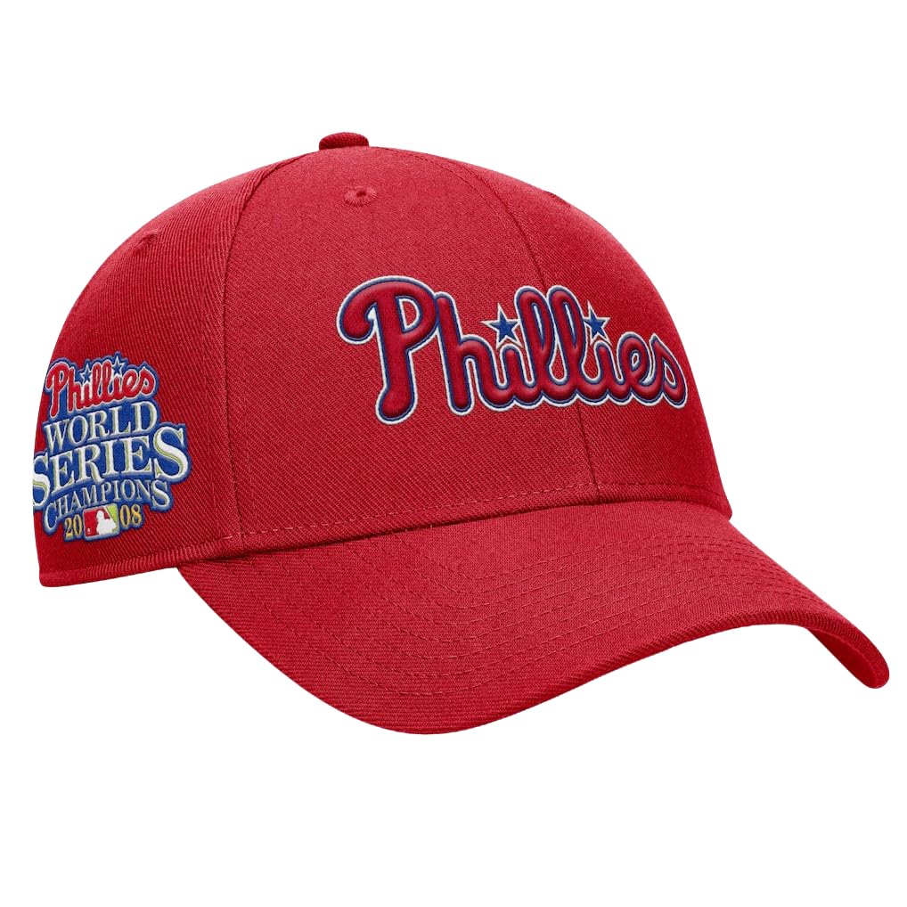 Nike Men's MLB Rise Gaberdine Adjustable Hat (US, Alpha, Medium, Large, Red, Philadelphia Phillies)
