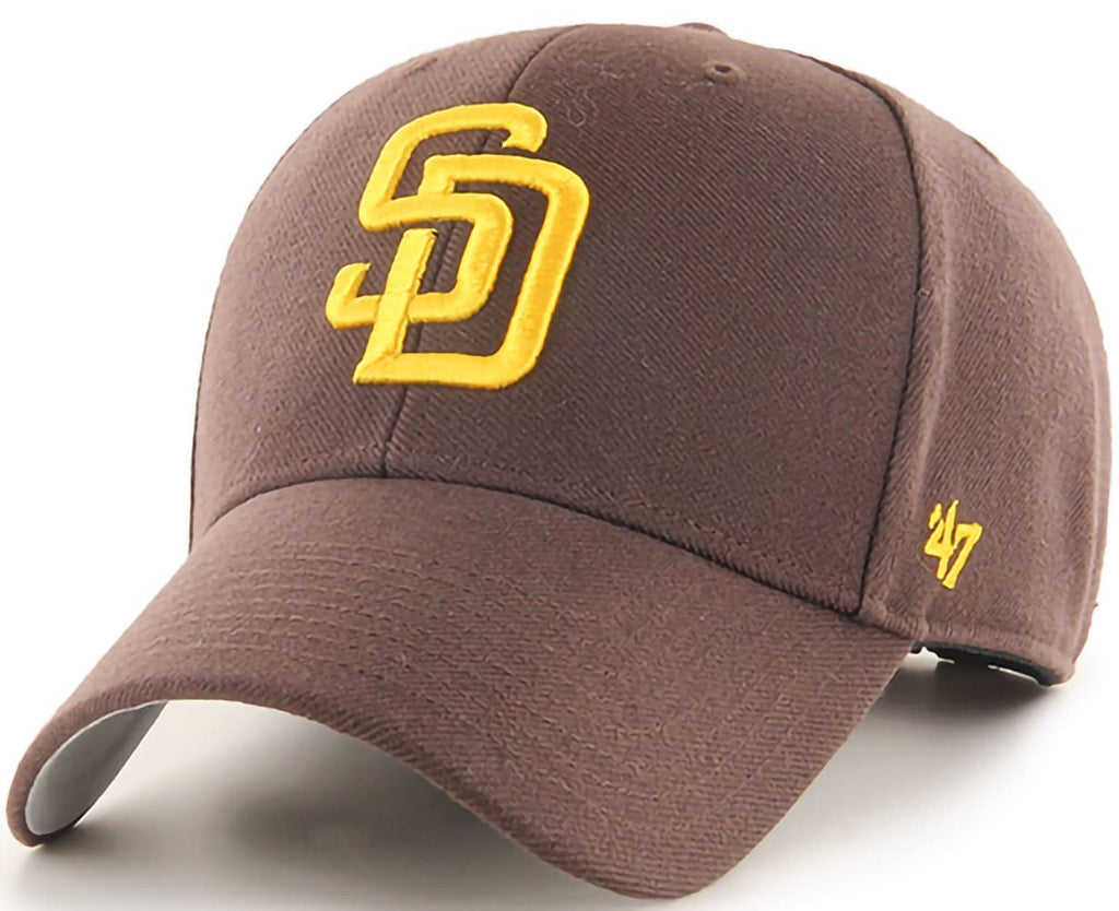 47 MLB Team Color Primary Logo MVP Adjustable Hat, Adult One Size Fits All - San Diego Padres - Brown