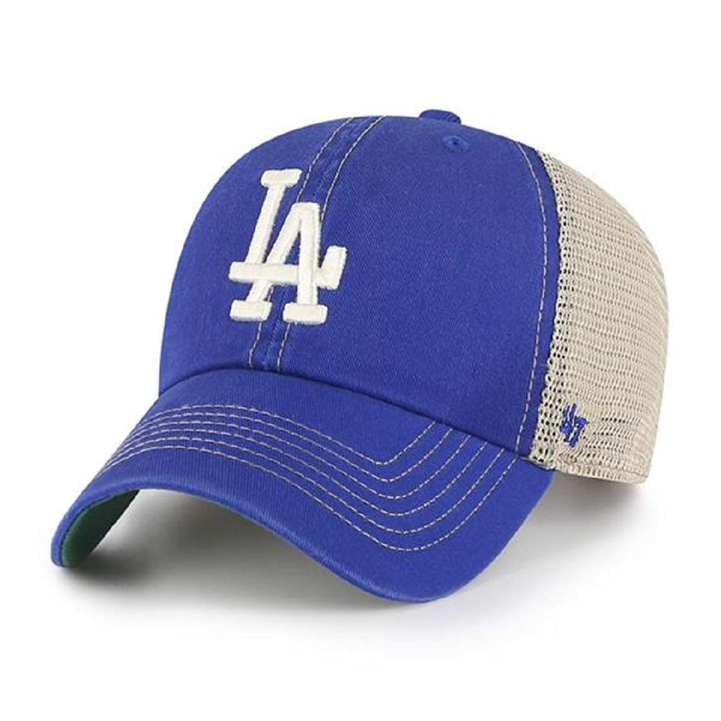 47 MLB Trawler Primary Logo Team Color Mesh Trucker Clean Up Adjustable Hat, Adult One Size Fits All - Los Angeles Dodgers Blue