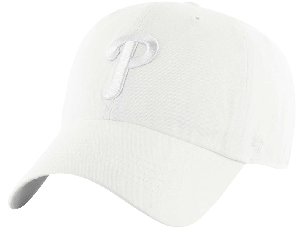47 Brand MLB White White Primary Logo Clean Up Adjustable Baseball Cap Hat, Adult One Size Fits All - Philadelphia Phillies White