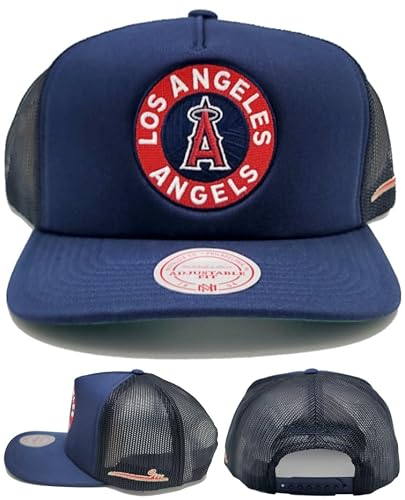 Los Angeles Angels of Anaheim New City Connect Mesh Trucker Blue Red Black Era Snapback Hat Cap