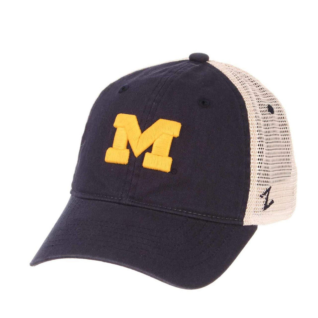 NCAA Zephyr Michigan Wolverines Mens University Relaxed Hat, Adjustable, Team Color/Stone
