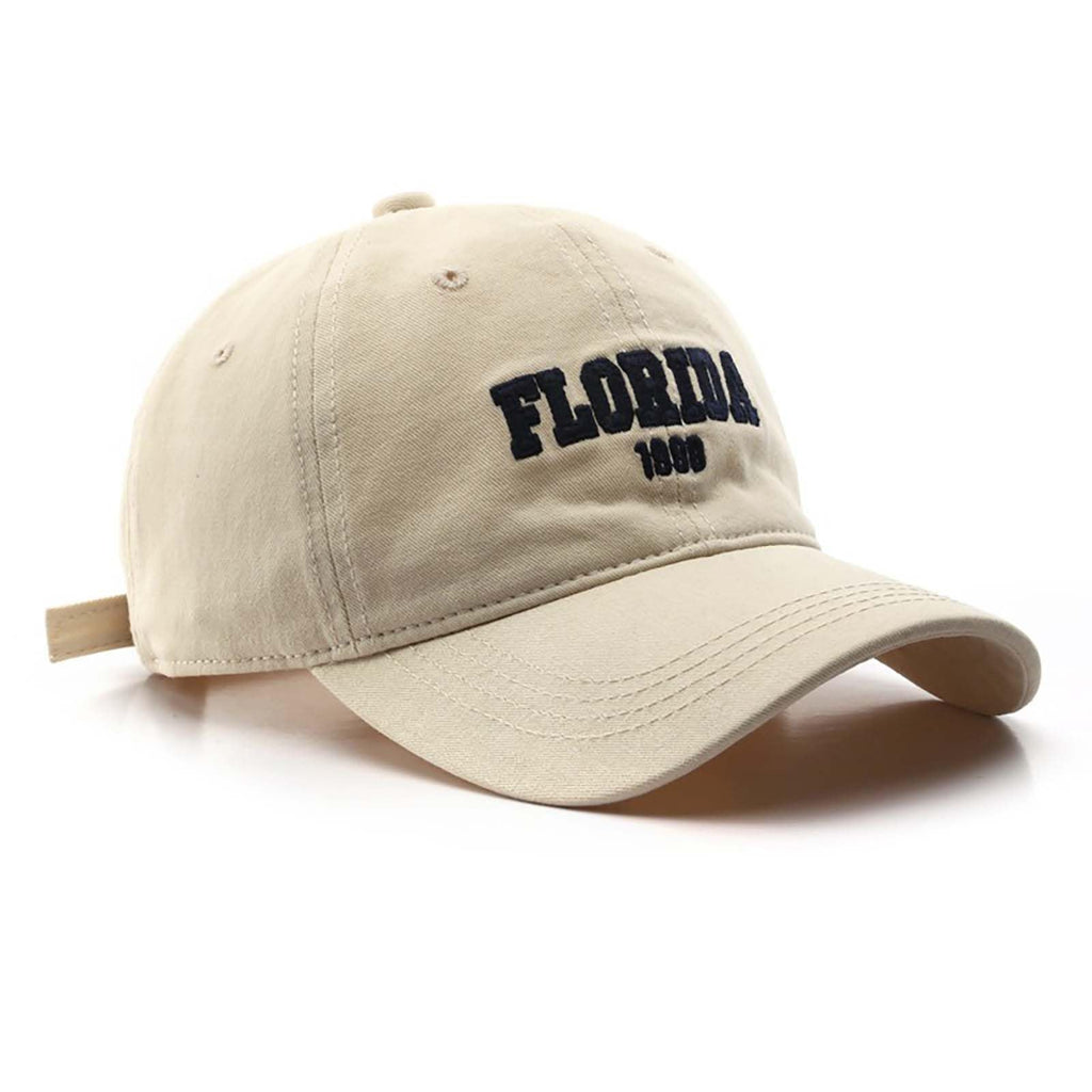 Florida Hat Unisex Baseball Cap Cotton Sun Hat Adjustable Trucker Cap (Beige)