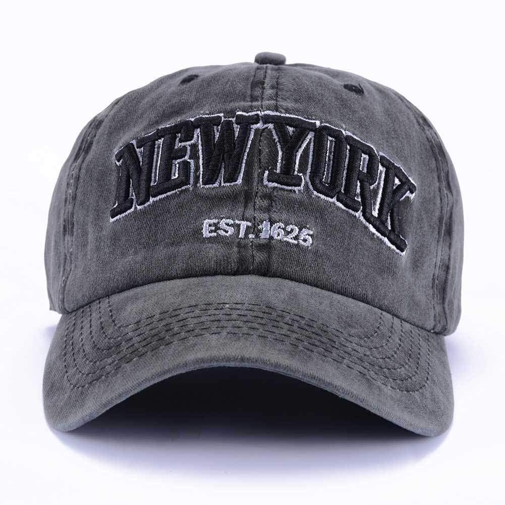New York Hat Embroidery Baseball Cap Vintage Adjustable Strapback for Men Women Black