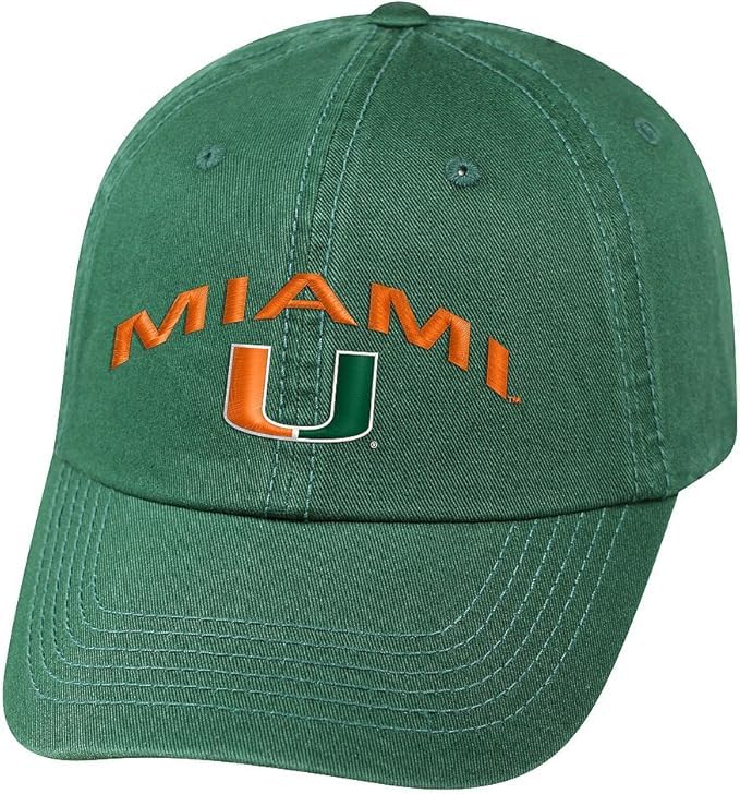 Collegiate Primary Color Team Arch Adjustable Hats (US, Alpha, One Size, Miami)