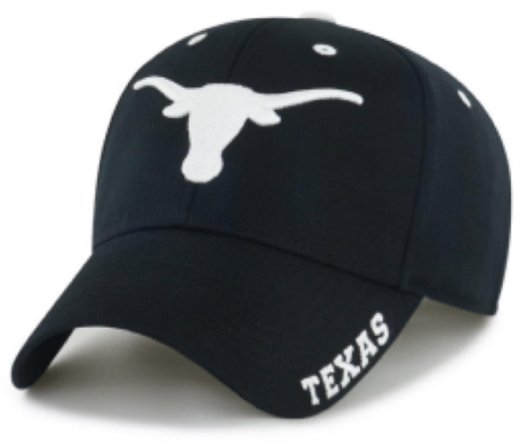 Officially Licensed Texas University Classic Edition Hat Black/White Team Logo Adjustable MVP Structured Embroidered Baseball Sports Cap