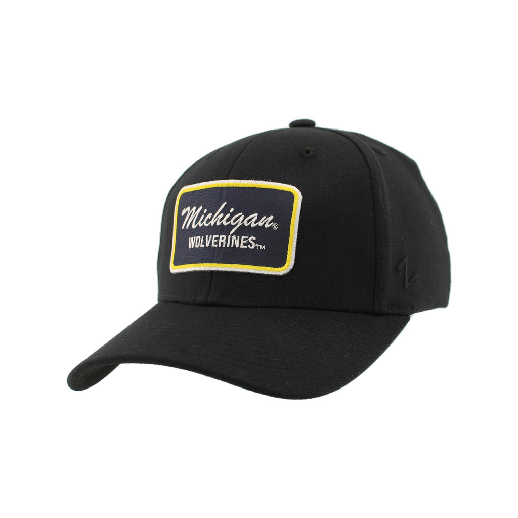Michigan Wolverines NCAA Officially Licensed Fitted Hat ZH Patch Brick Black, Large