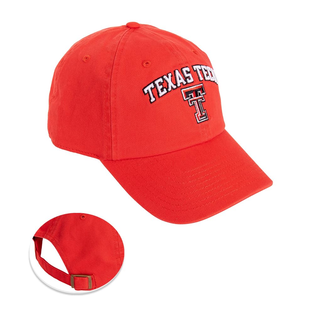 Desert Cactus Texas Tech University Baseball Hat TTU Red Raiders Brimmed Embroidered Hats Cap Adjustable Cloth Strap Adult (Style E1)