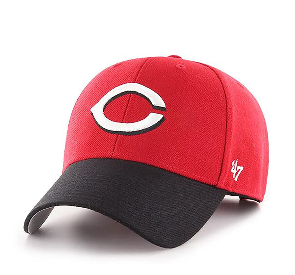 47 MLB Two Tone Primary Logo MVP Adjustable Hat, Adult One Size Fits All (Cincinnati Reds)