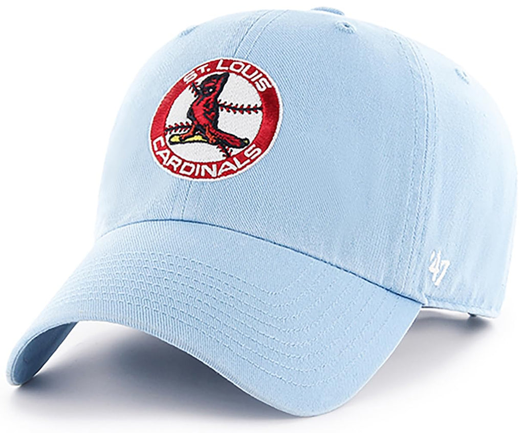 47 Brand MLB Cooperstown Primary Logo Clean Up Adjustable Baseball Cap Hat, Adult One Size Fits All - St. Louis Cardinals Columbia Blue