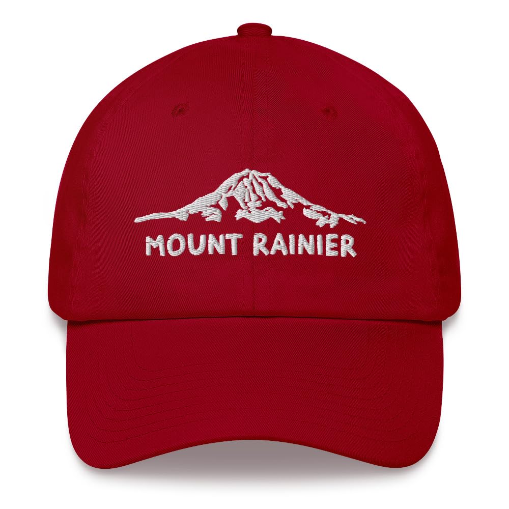 Mount Rainier Dad Hat, Hiking Hat, Washington State Hat, West Coast Merch, National Park Gift Cranberry