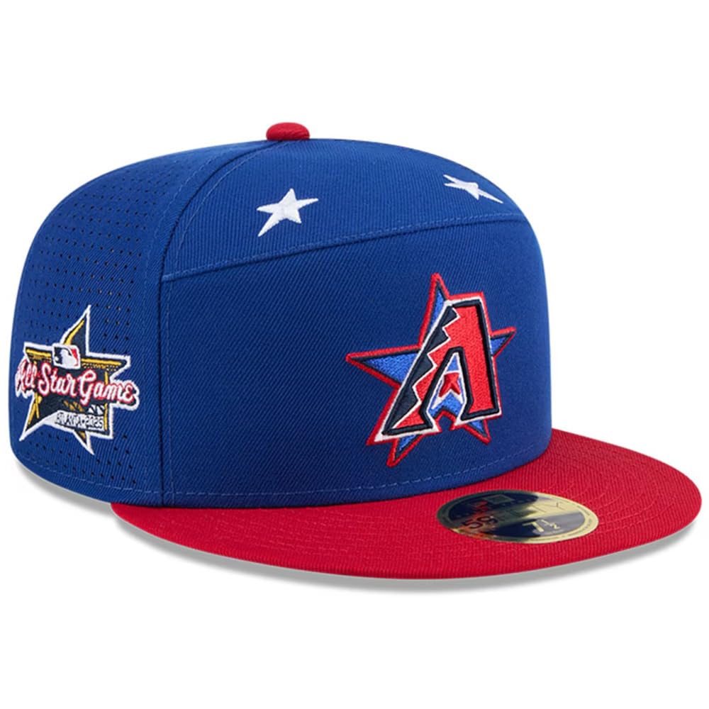 New Era Arizona Diamondbacks 59FIFTY 2025 All-Star Game Workout Side Patch Fitted Cap, Hat (US, Numeric, 7 5/8, Blue Red)