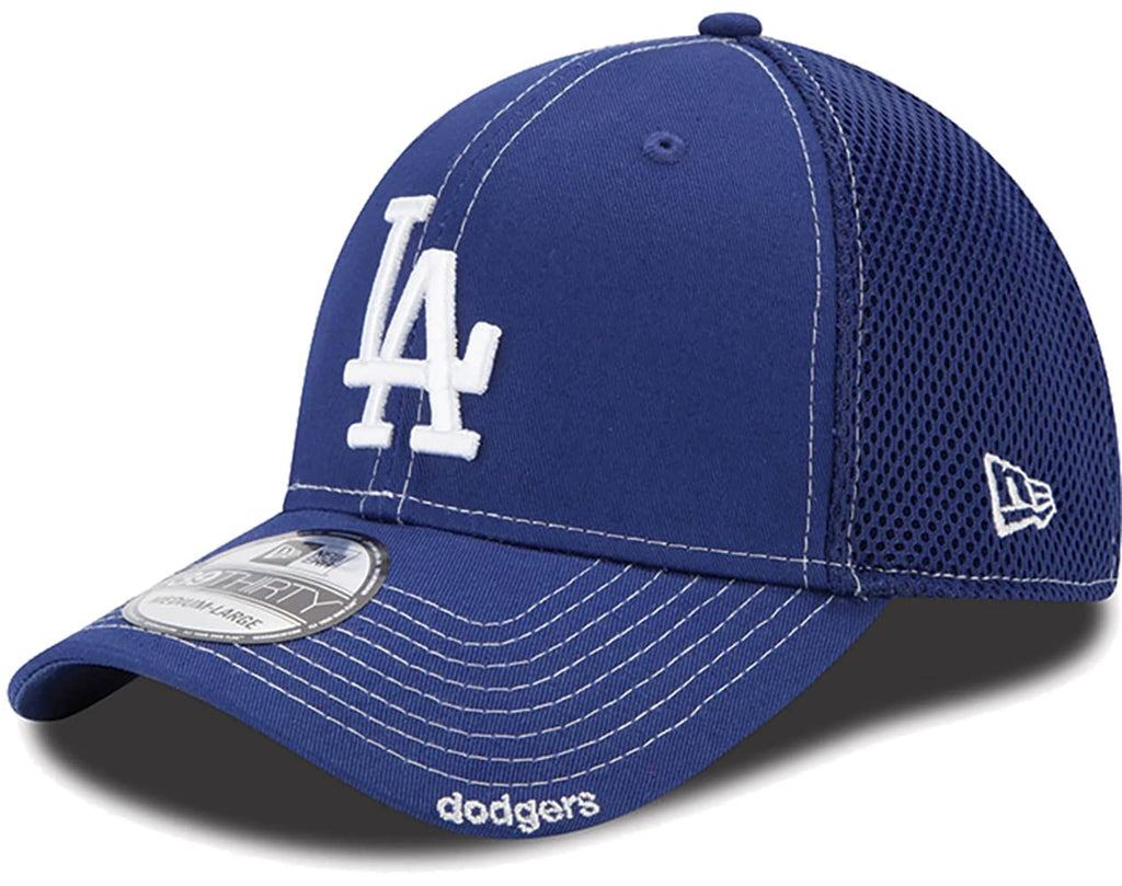 New Era MLB 39Thirty Neo Team Color Primary Logo Strech Fit Flex Baseball Cap Hat - Los Angeles Dodgers Blue - Small-Medium