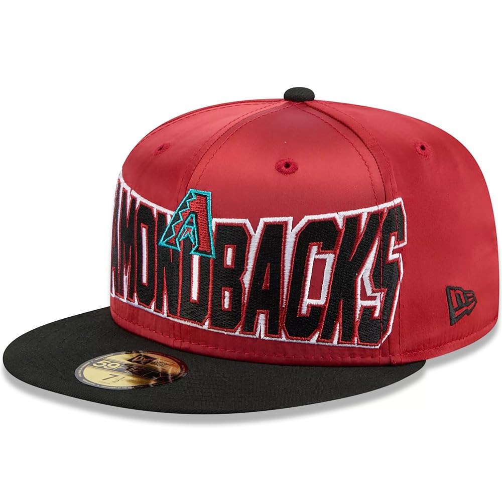 New Era Arizona Diamondbacks 59FIFTY Satin 2Tone Fitted Cap, Hat (US, Numeric, 7 1/8, Red Black)