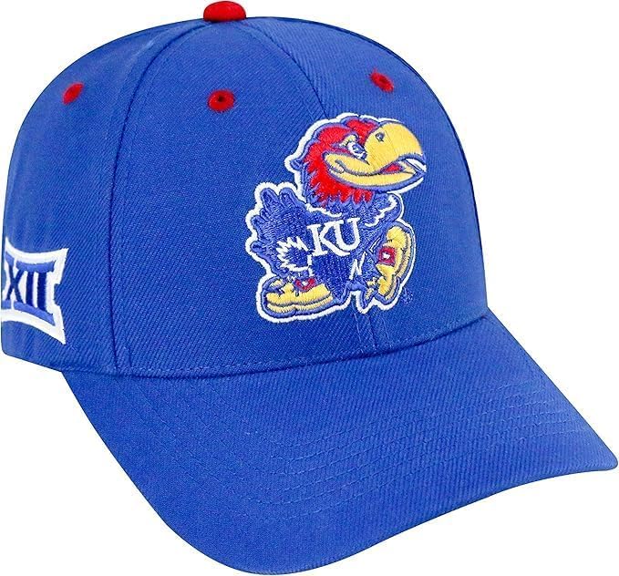Collegiate Primary Color W/Rear Word Adjustable Hats (US, Alpha, One Size, Kansas)