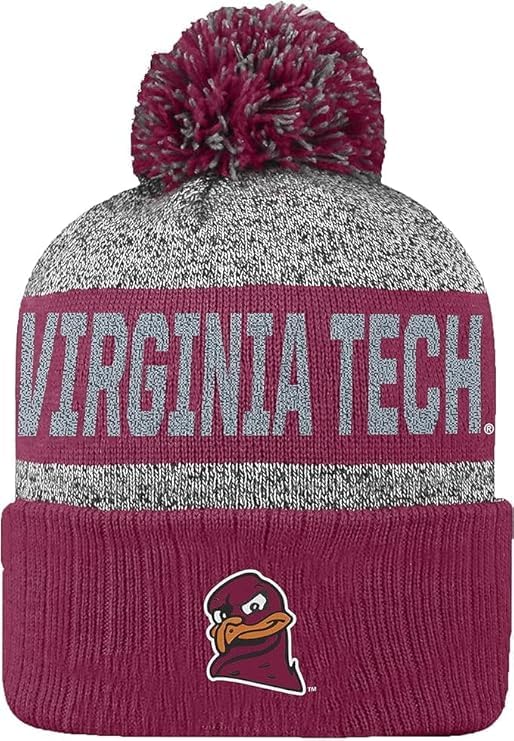 Collegiate Cuffed Knit Pom Winter Beanies (US, Alpha, One Size, Virginia Tch)
