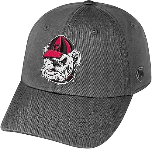 Collegiate Charcoal Team Logo Adjustable Hats (US, Alpha, One Size, Georgia)