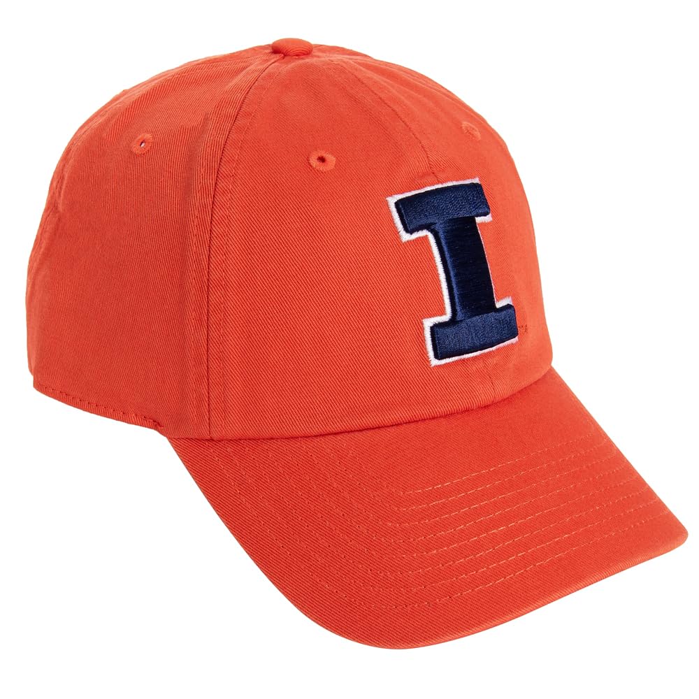 Desert Cactus University of Illinois Baseball Hat Fighting Illini U of I Brimmed Embroidered Hats Cap Adjustable Cloth Strap Adult (Style B1) Orange