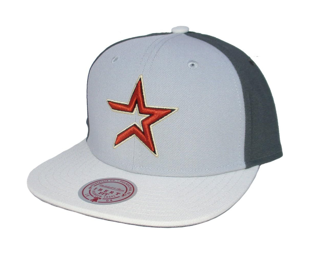 Mitchell & Ness MLB Triple Play Liberty Snapback Adjustable Hat Cap - Gray/Team Colors (US, Alpha, One Size, Gray, Houston Astros)