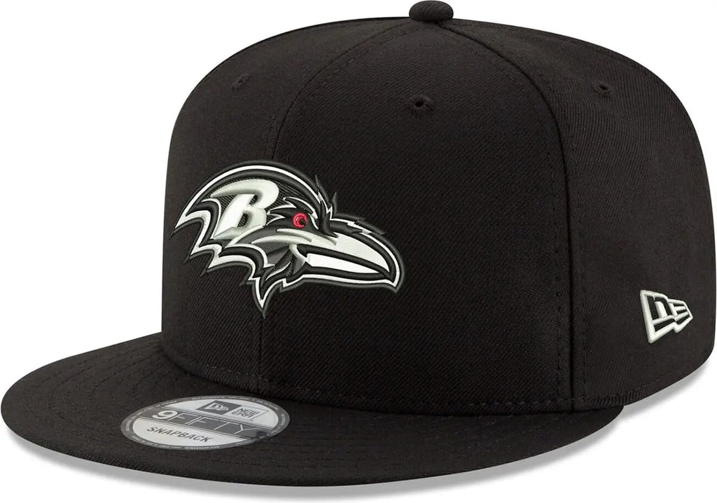 New Era NFL 9FIFTY Black/White Adjustable Snapback Hat Cap One Size Fits All (Baltimore Ravens)