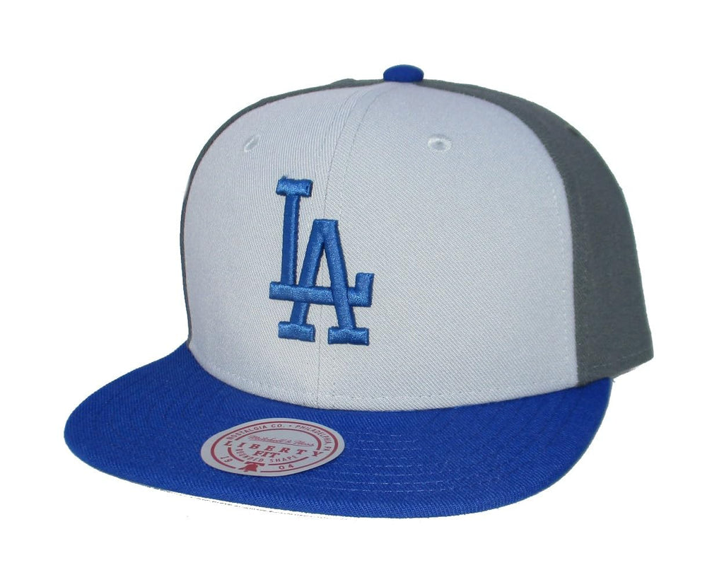 Mitchell & Ness MLB Triple Play Liberty Snapback Adjustable Hat Cap - Gray/Team Colors (US, Alpha, One Size, Gray, Los Angeles Dodgers)