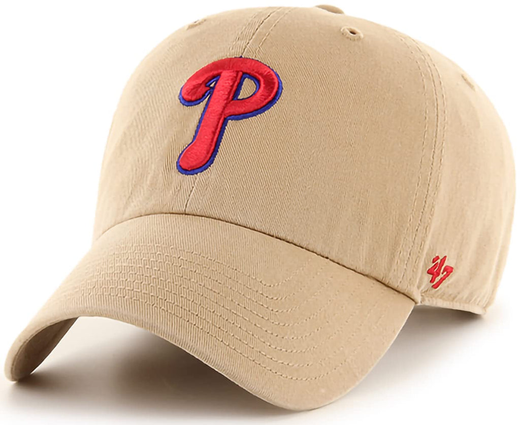 '47 MLB Khaki Clean Up Adjustable Baseball Dad Hat Cap, Adult One Size (Philadelphia Phillies)