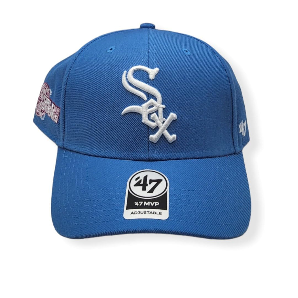 47 Chicago White Sox '47 MLB MVP Adjustable Cap Hat Sky Blue Crown/Visor White Logo 2005 World Series Side Patch Magenta UV