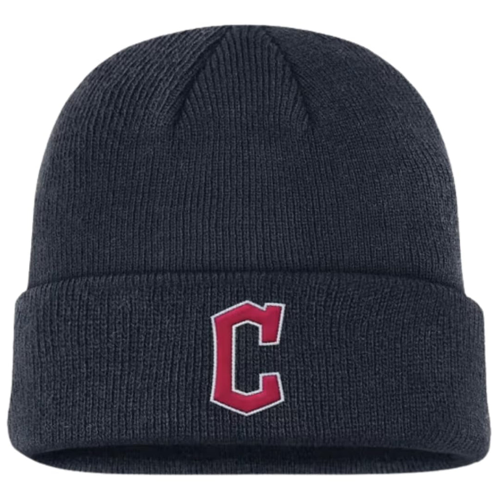 Officially Licensed Cleveland Baseball Cuffed Knit Beanie Hat Classic Edition Primary Home Team Logo Navy Blue Winter Sports Embroidered Ball Cap