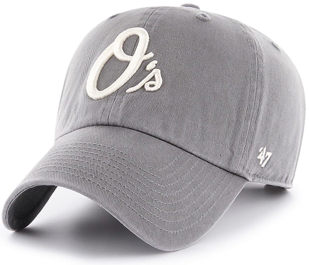 47 MLB Unisex-Adult Dark Grey Clean Up Adjustable Hat Cap One Size (US, Alpha, One Size, Baltimore Orioles)