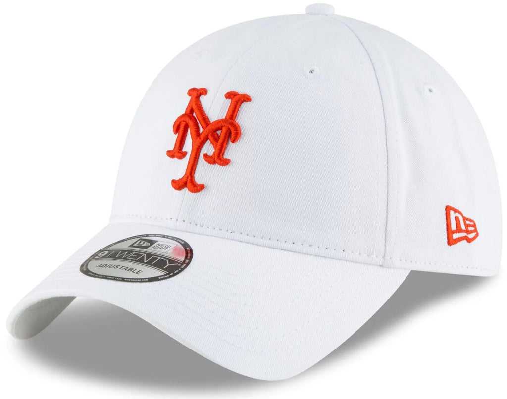 New Era Unisex-Adult MLB Core Classic 9TWENTY White Home Adjustable Hat Cap One Size Fits All - New York Mets White