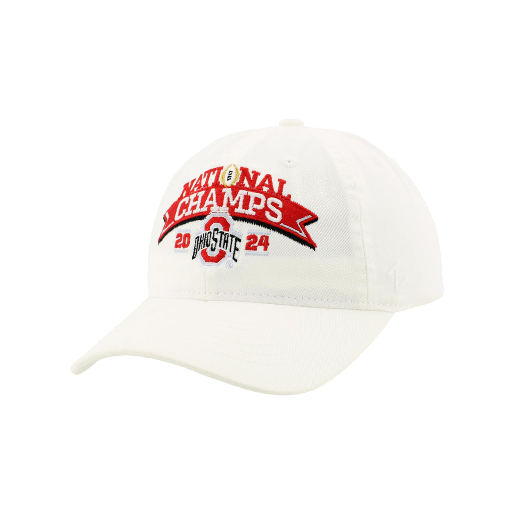 ZHATS Standard Ohio State Buckeyes National Champs 2024 Football Adjustable Hat White Arch Officially Licensed