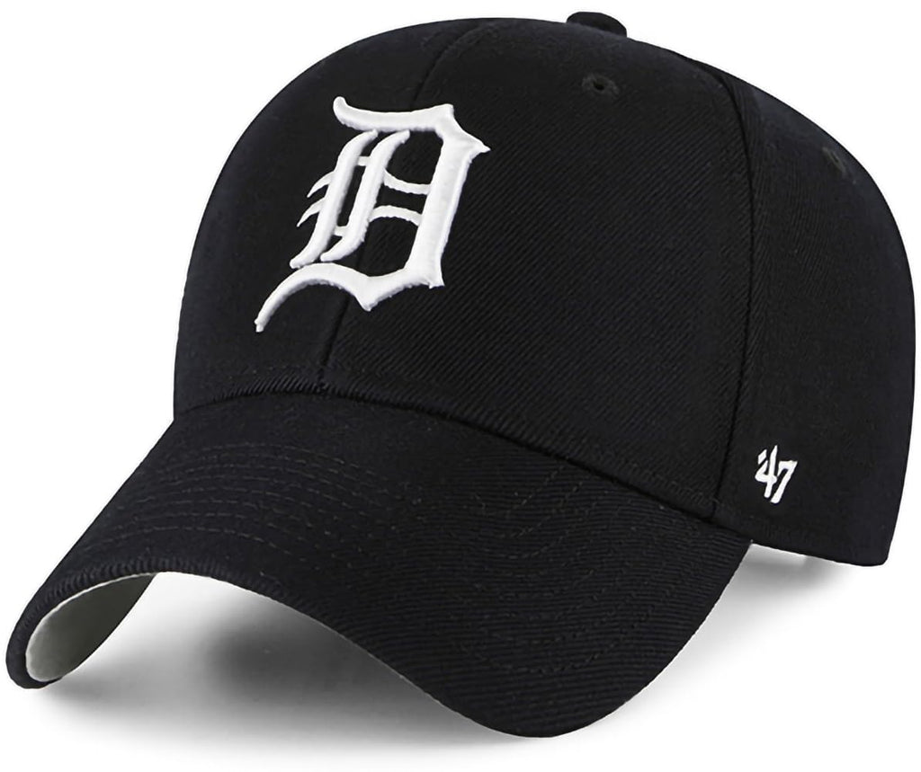 47 MLB Black White MVP Adjustable Hat, Adult One Size Fits All (One Size, Detroit Tigers Black White)