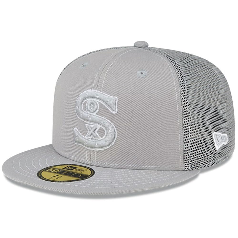 New Era Chicago White Sox 59FIFTY Batting Practice Trucker Cap, Fitted Hat (US, Numeric, 7 3/8, Grey)