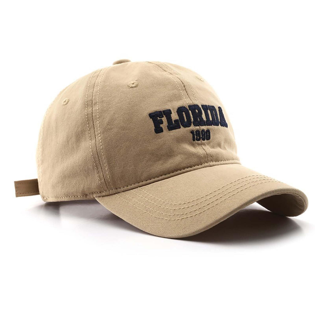 Florida Hat Unisex Baseball Cap Cotton Sun Hat Adjustable Trucker Cap (Khaki)