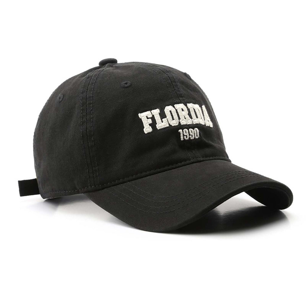 Florida Hat Unisex Baseball Cap Cotton Sun Hat Adjustable Trucker Cap (Black)