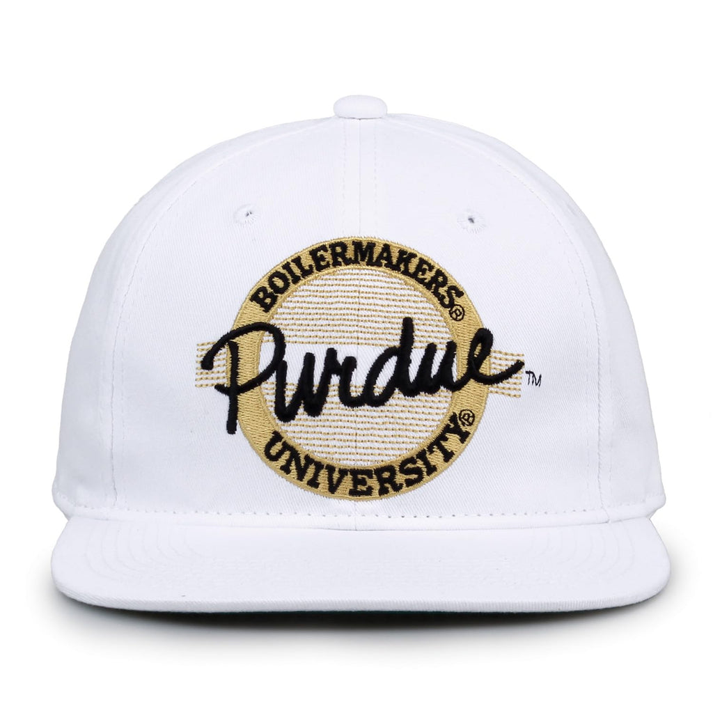 The Game NCAA Purdue Boilermakers Retro Circle Design Hat, Adjustable One Size, White