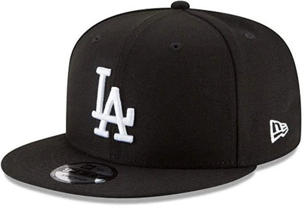 New Era Unisex-Adult MLB 9Fifty Black White Primary Logo Adjustable Snapback Hat Cap One Size Fits All - Los Angeles Dodgers Black White