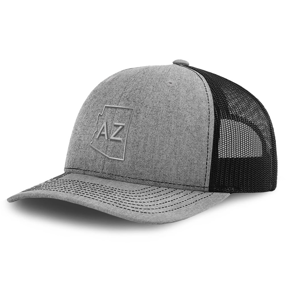 Richardson Trucker Hat Arizona State Map Az Embroidery Polyester Baseball Cap Snapback Heather Grey Black Design Only