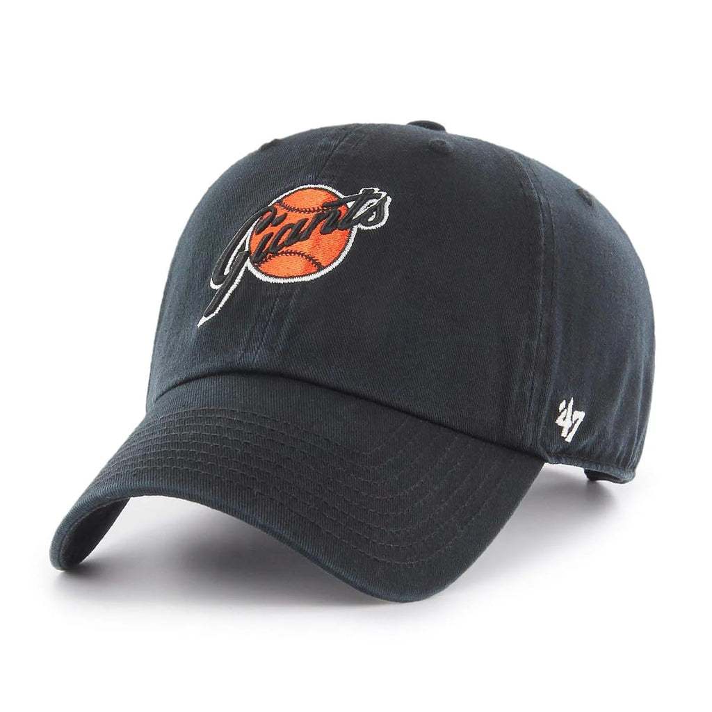 47 Brand MLB Cooperstown Primary Logo Clean Up Adjustable Baseball Cap Hat, Adult One Size Fits All - San Francisco Giants Black