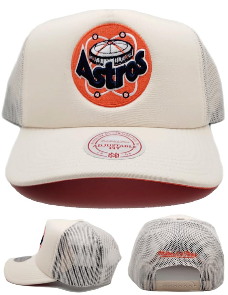 Mitchell & Ness Houston Astros Cooperstown MLB Evergreen Trucker Snapback Hat Cap - Off White