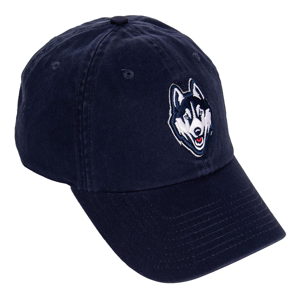 Desert Cactus University of Connecticut UConn Baseball Hat Huskies Brimmed Embroidered Hats Cap Adjustable Cloth Strap Adult (Style B1) Blue