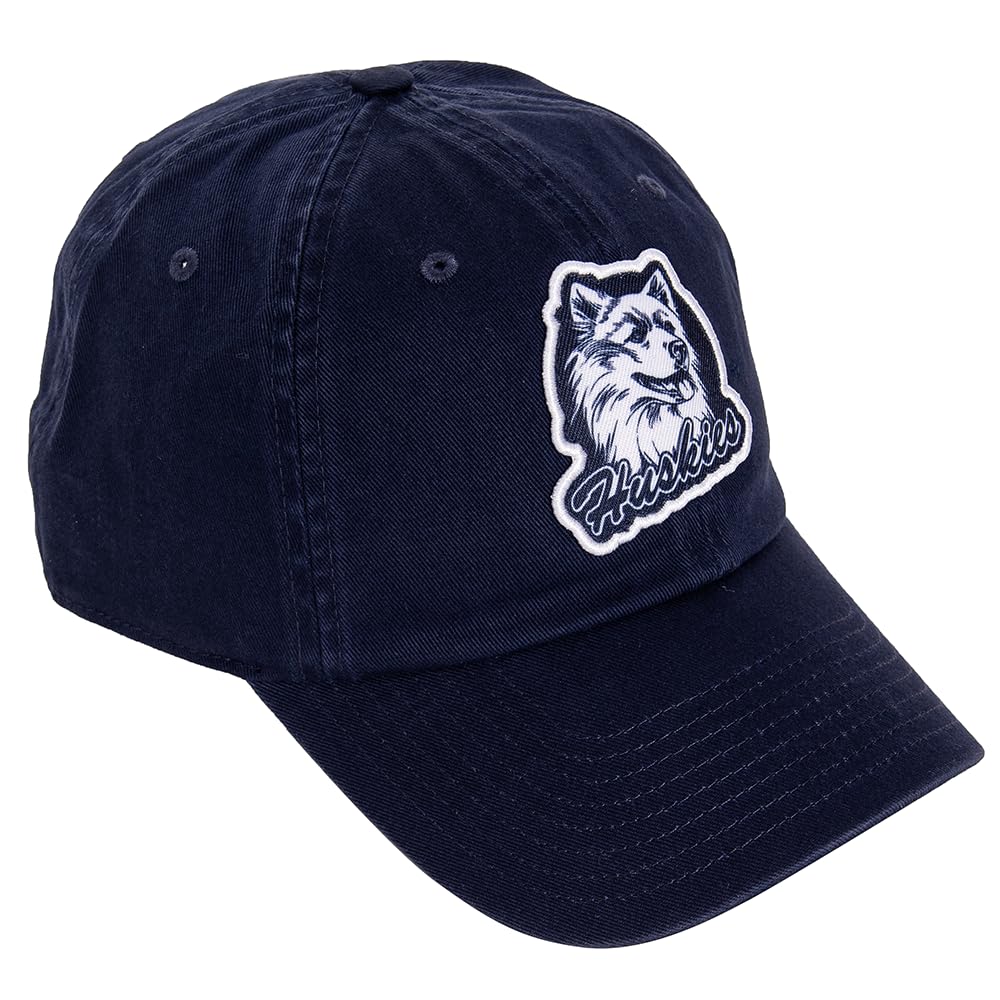 Desert Cactus University of Connecticut UConn Baseball Hat Huskies Brimmed Embroidered Hats Cap Adjustable Cloth Strap Adult (Style K1 Vintage) Blue